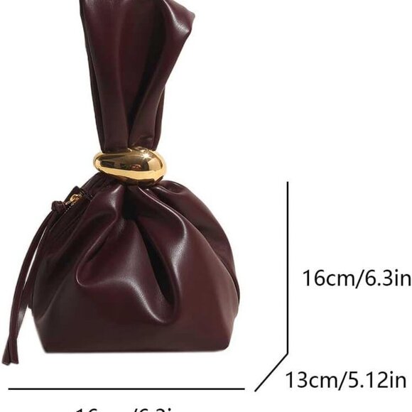 Versatile Burgundy Vegan Leather Wristlet with Gold Zip - Ideal for Everyday - Picture 6 of 6